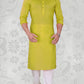Attractive Light Green Color Poly Cotton Plain Kurta Pajama Set For Men