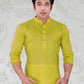 Attractive Light Green Color Poly Cotton Plain Kurta Pajama Set For Men Near Me
