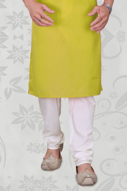 Attractive Light Green Color Poly Cotton Plain Kurta Pajama In USA