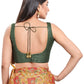 Dazzling Green Color Party Wear Silk Sleeveless Back Open Blouse Near Me