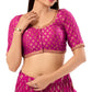 Amazing Front Open Pink Color Brocade Elbow Sleeve Readymade Blouse For Women