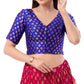 Beautiful Royal Blue Color V Neck Zari Work Readymade Blouse For Women