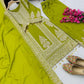 Alluring Designer Lime Green Color Sequins And Embroidery Work Palazzo Suits With Dupatta For Women In USA
