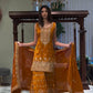 Mustard Yellow Color Faux Georgette With Sleeves Heavy Embroidery Work Sequins Sharara Suit For Women