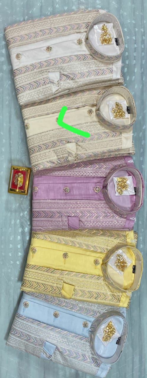 Elegant Cream Color Embroidery And Sequins Work Sherwani Suits For Men