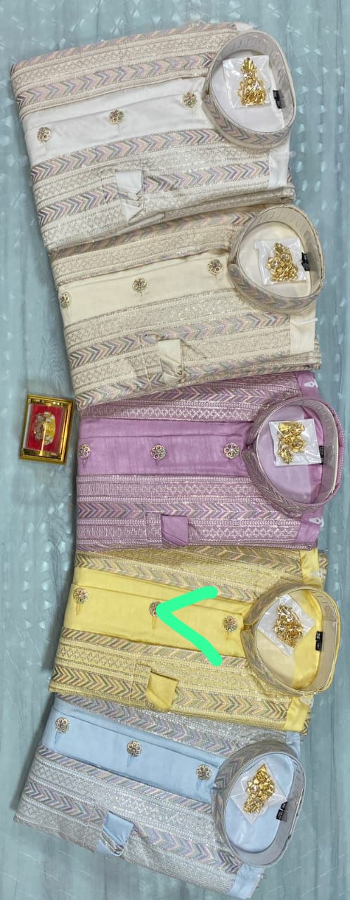 Beautiful Yellow Color Embroidery And Sequins Work Sherwani Suits For Men