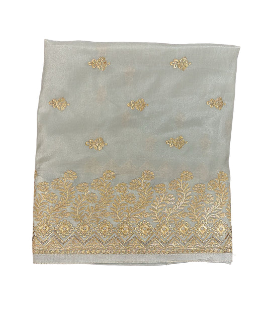 Fabulous Light Pearl Gray Color Soft Chiffon With Embroidered Work Fancy Saree - PREMIUM QUALITY