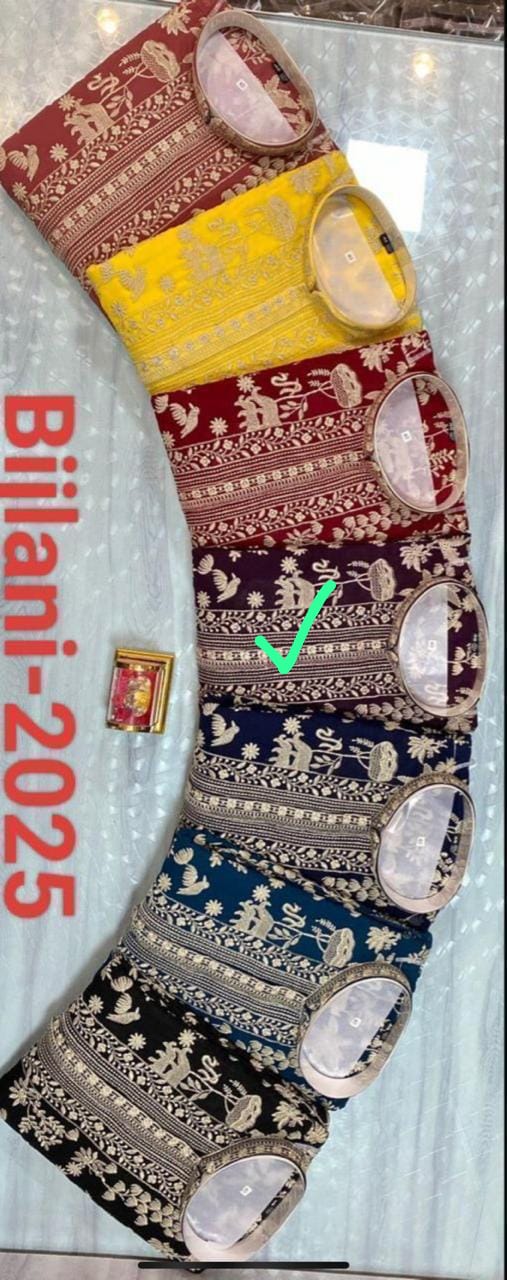 Beautiful Dark Purple Color Georgette With Embroidery Work Kurta Suits Near Me