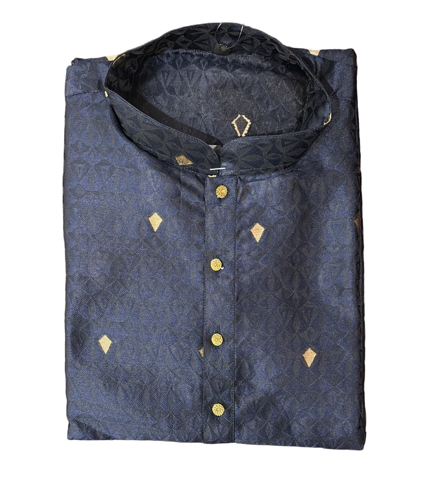 Alluring Dark Blue Color Raw Silk With Embroidery Work Kurta Suits For Men