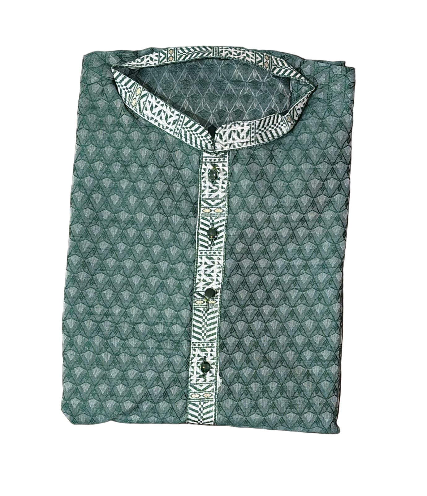 Graceful Dark Green Color Raw Silk Embroidery Work Kurta Suits For Men