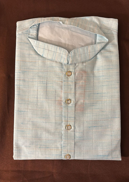 Wonderful Light Blue Color Cotton Kurta With Pajama Pant