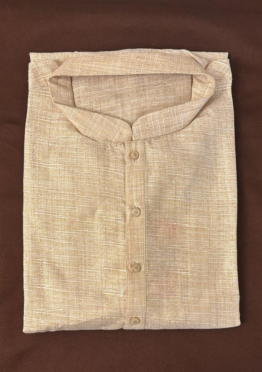 Stunning Beige Color Cotton Kurta With Pajama For Men