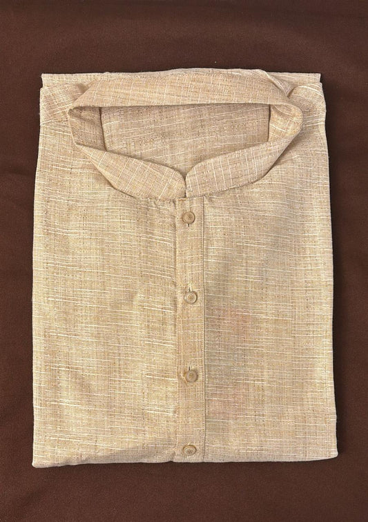 Stunning Beige Color Cotton Kurta With Pajama For Men