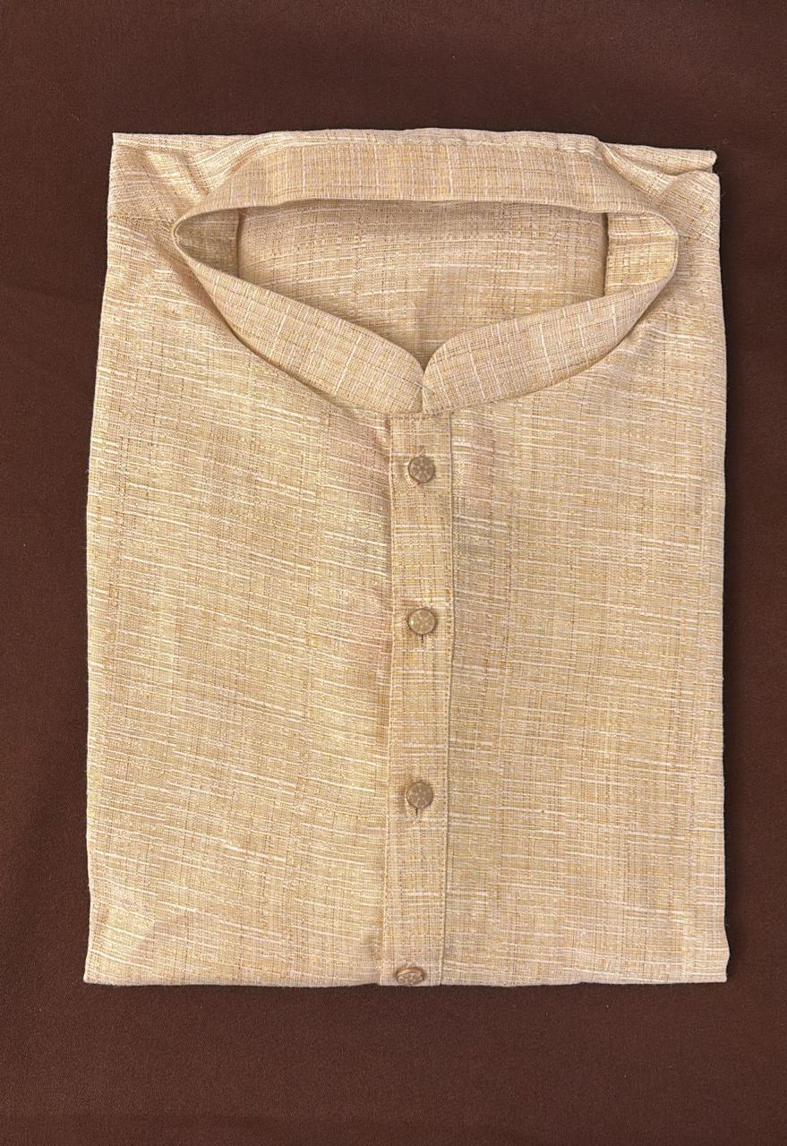 Stunning Beige Color Men's Kurta With Pajama Pant