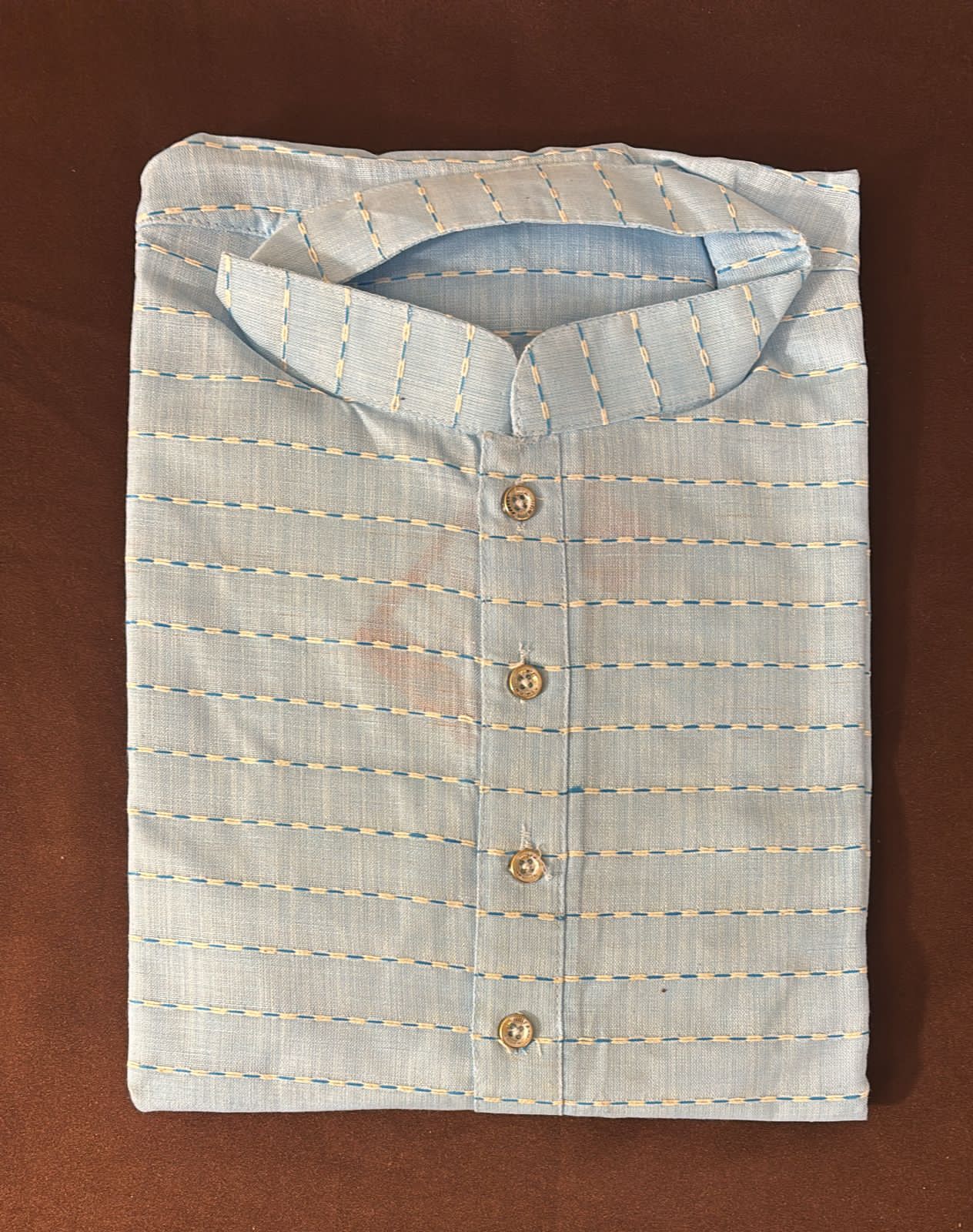 Stunning Blue Color Cotton Men's Kurta With Pajama Pant