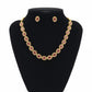 Amazing Dark Pink Color Gold Plated Necklace With Earrings Set