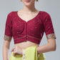 Stunning Maroon Color Silk Blend With Zari Work Readymade Blouse For Women