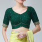 Fabulous Bottle Green Color Silk Blend With Zari Work Readymade Blouse For Women
