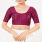 Appealing Wine Color Taffeta Silk With Round Neck Readymade Blouse For Women