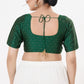 Bottle Green Color Taffeta Silk With Round Neck Readymade Blouse Near Me
