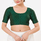Charming Bottle Green Color Taffeta Silk With Round Neck Readymade Blouse For Women