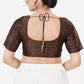 Brown Color Taffeta Silk With Round Neck Readymade Blouse Near Me