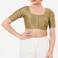 Beautiful Copper Color Taffeta Silk With Round Neck Readymade Blouse For Women