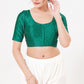 Wonderful Green Color Taffeta Silk With Round Neck Readymade Blouse For Women
