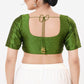 Mehendi Green Color Taffeta Silk With Round Neck Readymade Blouse Near Me