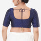 Navy Blue Color Taffeta Silk With Round Neck Readymade Blouse Near Me