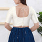 Off White Color Dupion Silk With Round Neck Readymade Blouse Near Me