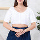 Alluring White Color Dupion Silk With Round Neck Readymade Blouse For Women