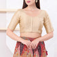 Attractive Beige Color Dupion Silk With Round Neck Readymade Blouse For Women