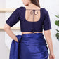 Navy Blue Color Dupion Silk With Round Neck Readymade Blouse Near Me