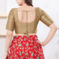 Dark Gold Color Dupion Silk With Round Neck Readymade Blouse Near Me
