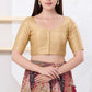 Appealing Gold Color Dupion Silk With Round Neck Readymade Blouse For Women