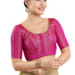 Elegant Pink Color Brocade With Print Work Blouse For Women