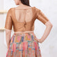 Copper Color Dupion Silk With Round Neck Readymade Blouse Near Me