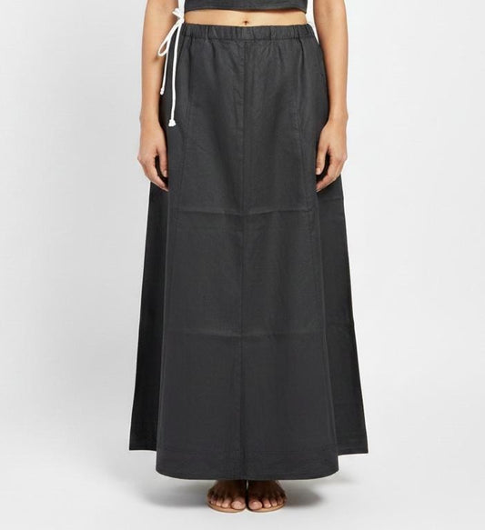 Elegant Black Colored Cotton Readymade Petticoat For Women