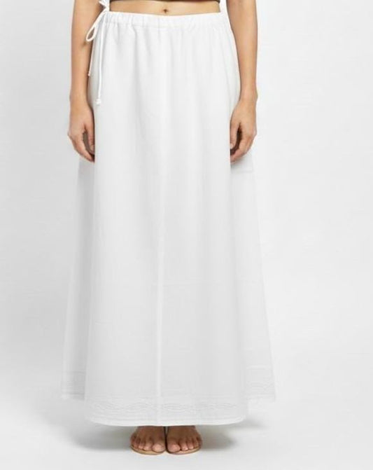 Stunning White Colored Cotton Readymade Petticoat For Women