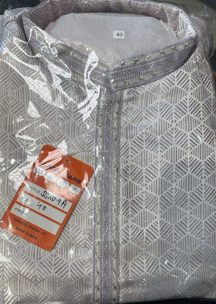 Fascinating Light Violet Color Self Design Kurta With Pajama Set For Men