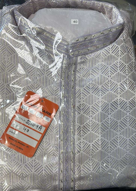 Fascinating Light Violet Color Self Design Kurta With Pajama Set For Men