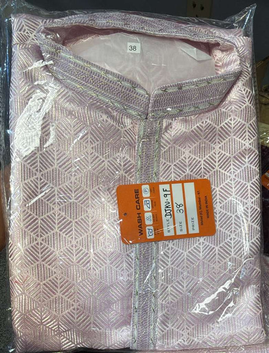 Attractive Light Lavender Color Self Design Kurta With Pajama Set For Men