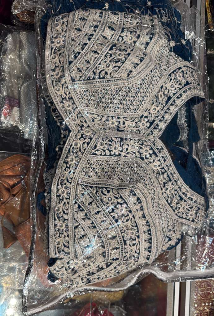 Blue Color Embroidery Mirror Work Lehenga In Phoenix