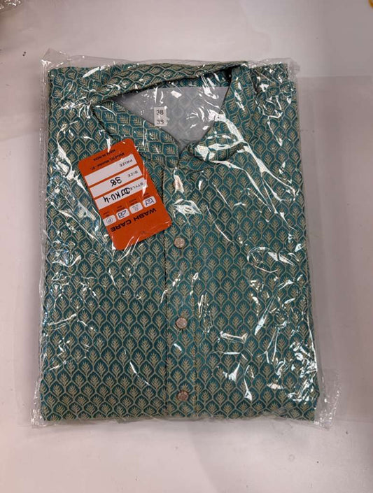 Elegant Teal Green Color Jacquard With Self Design Kurta Suits For Men