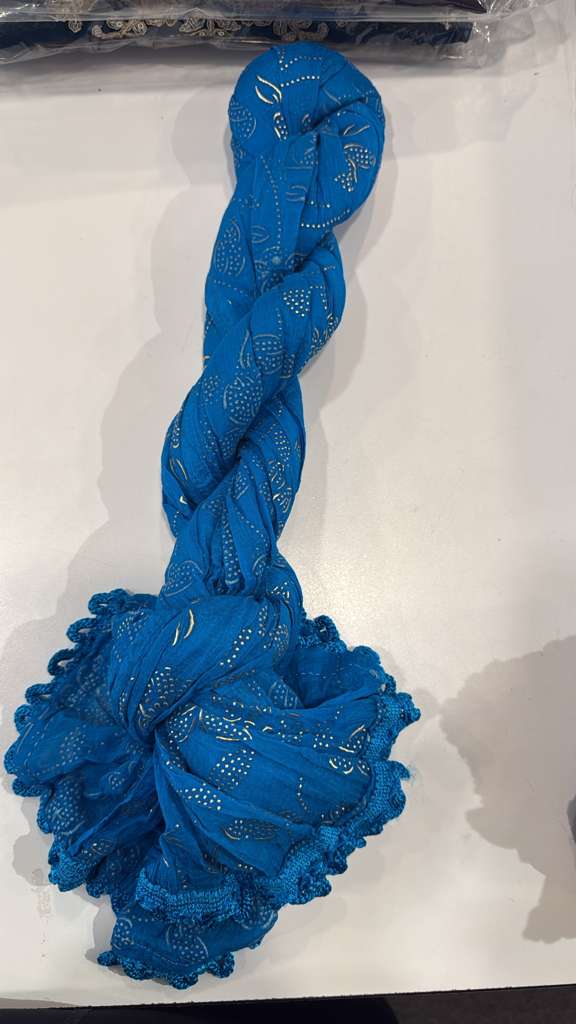 Wonderful Sky Blue Color Gold Printed Dupatta For Women