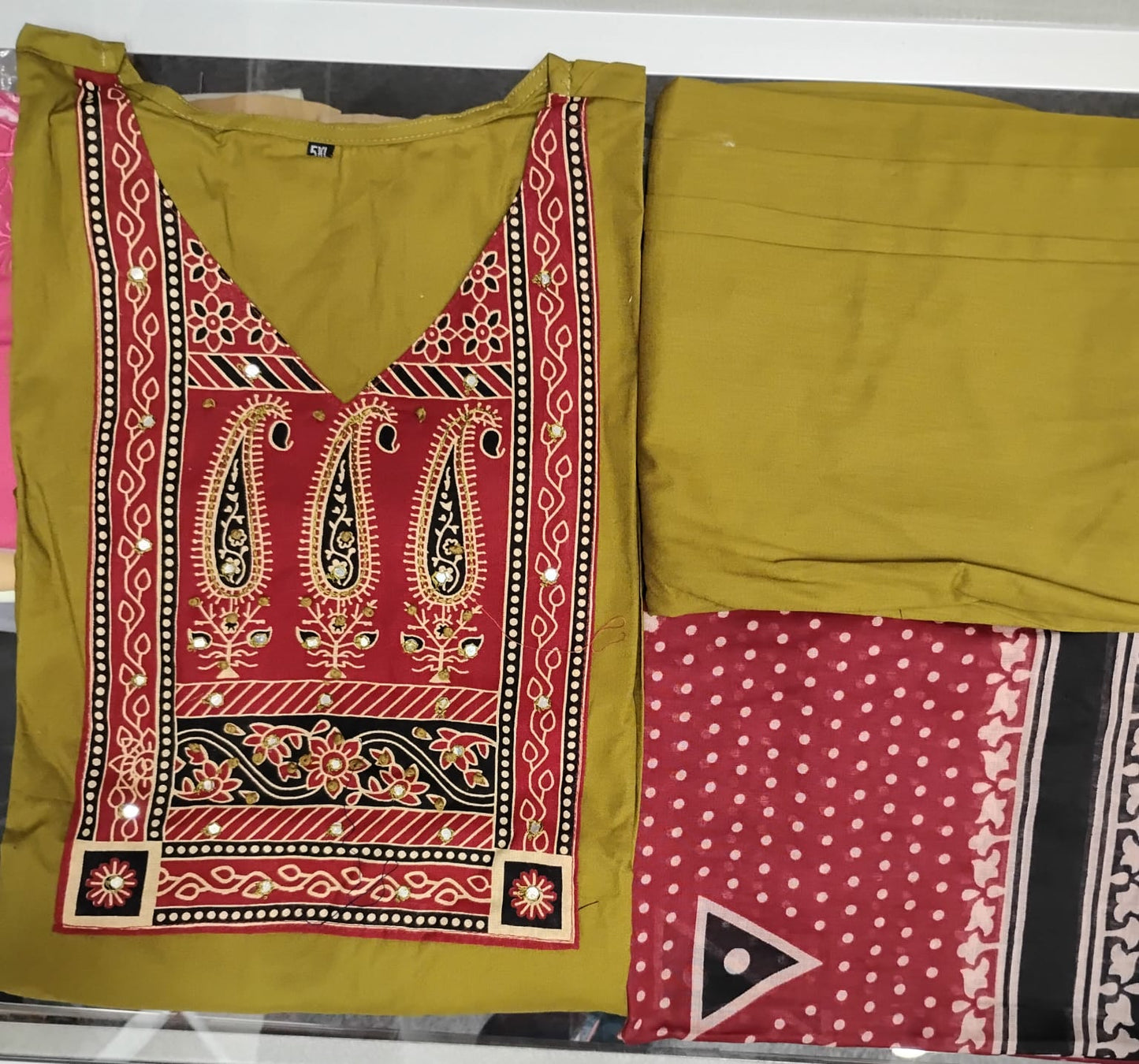 Pretty Lime Green Color Cotton With Printed Work Salwar Suits With Dupatta