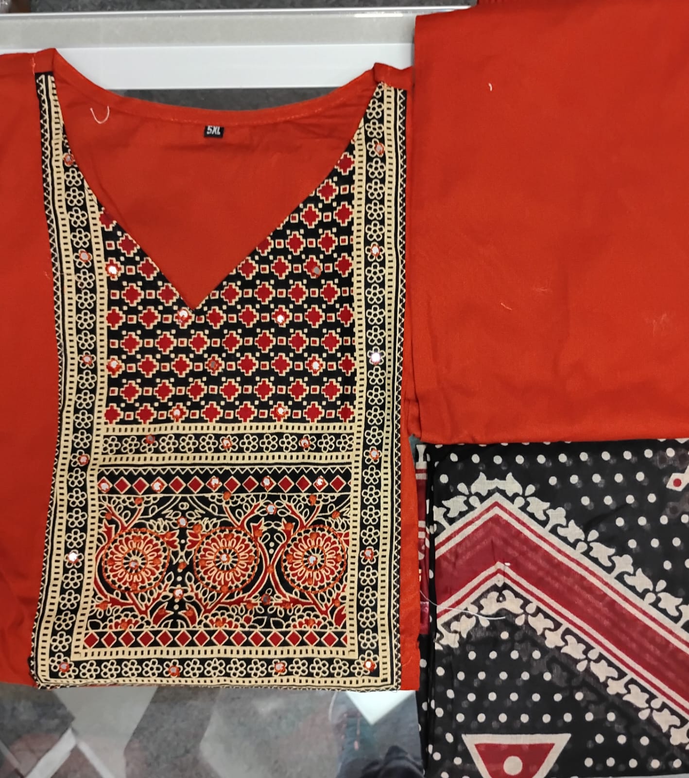 Alluring Red Color Cotton With Printed Work Salwar Suits With Dupatta