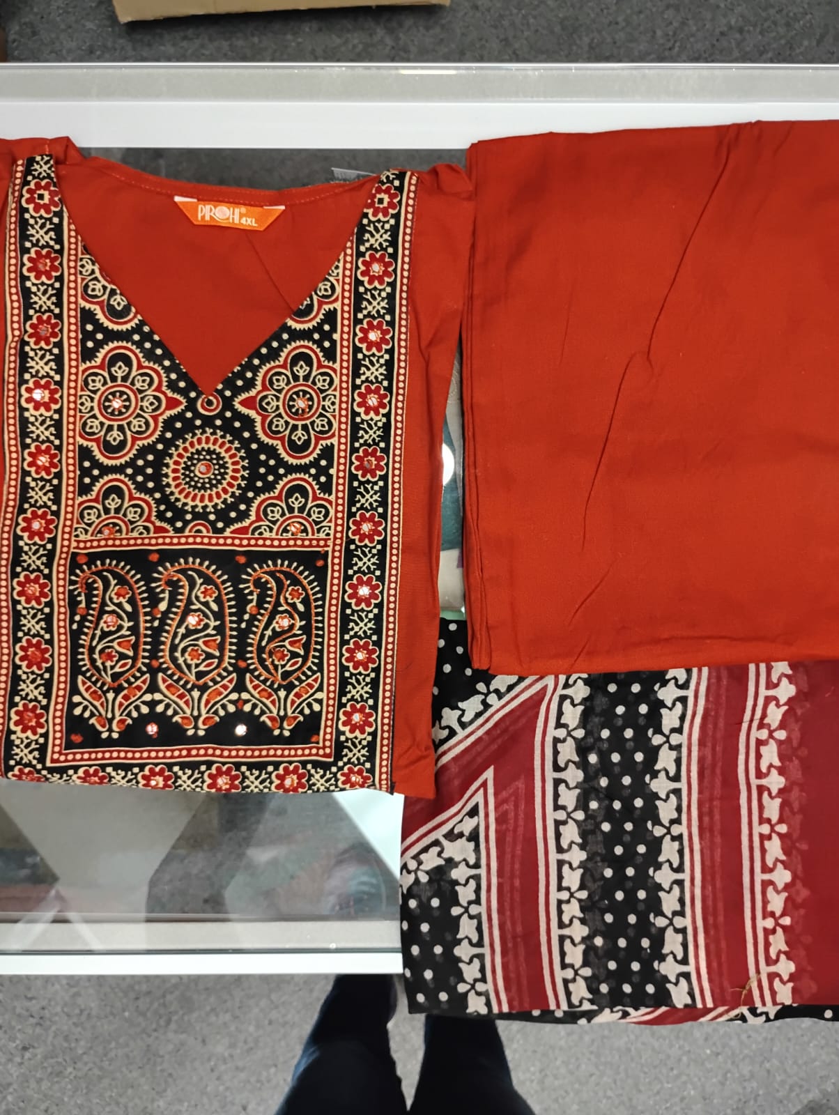 Captivating Red Color Cotton With Printed Work Salwar Suits With Dupatta