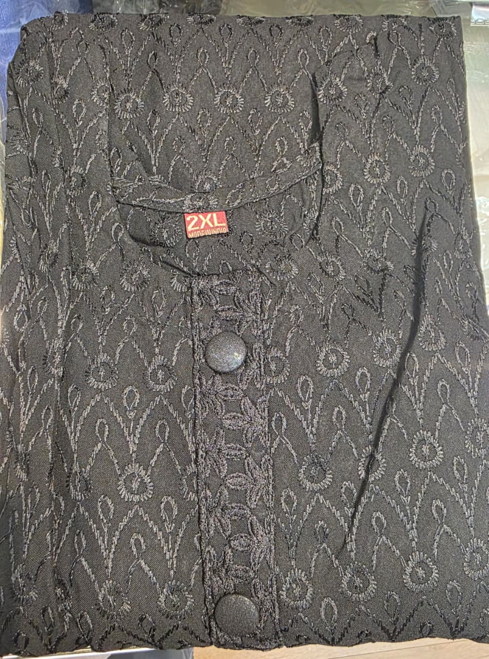 Charming Black Color Rayon With Chikankari Work Kurti For Women